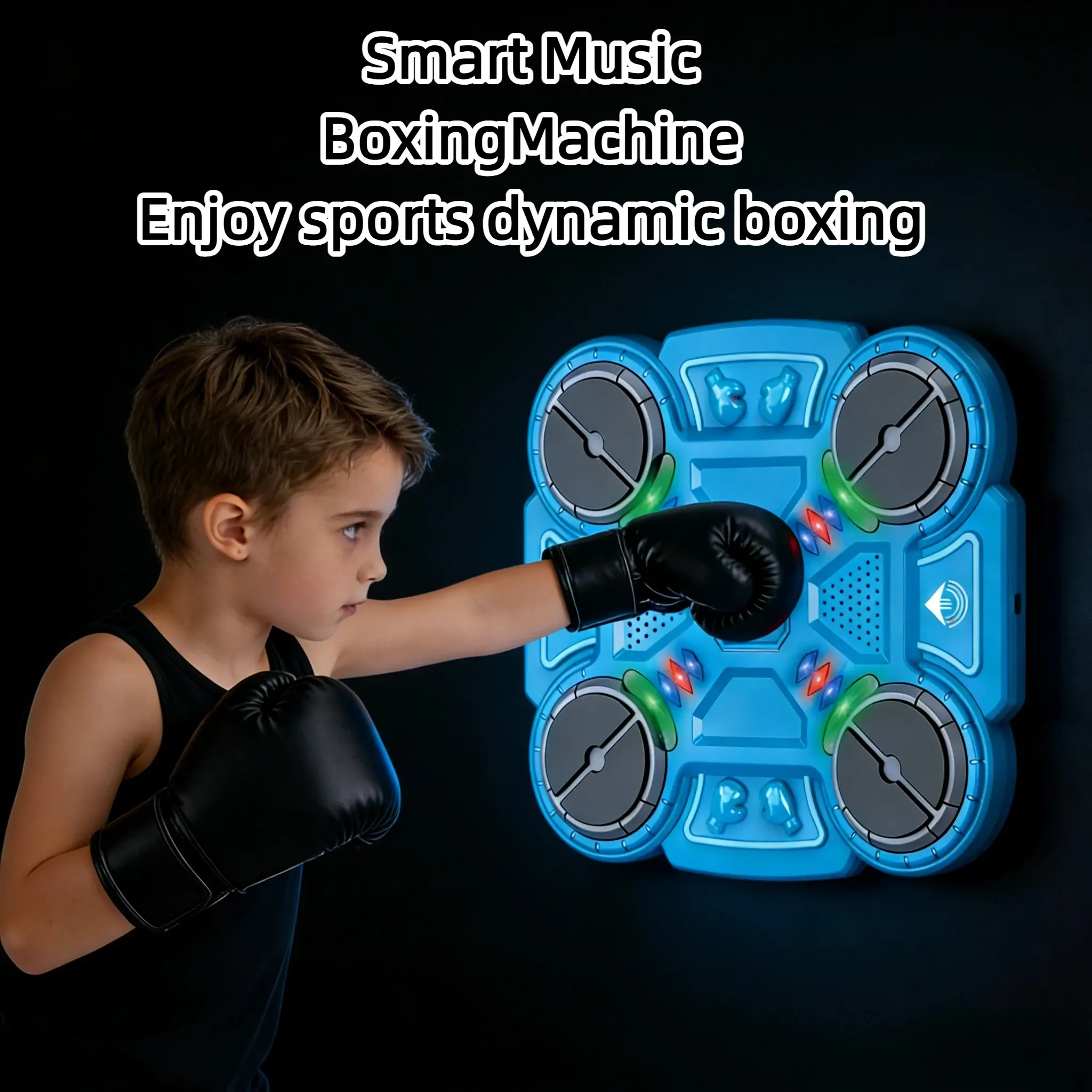 Smart Music Boxing Training Machine with Boxing Gloves, Boxing Set, Ready to Train, for Adults & Kids, LED Display with Real-Time Punch Data Feedback, Bluetooth Music RhythmSync, Wall-Mountable Space-Saving Design, Boxing Equipment for Home & Gym Use
