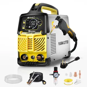 S SIMDER CUT-50 Plasma Cutter, Upgraded LCD Display, 50A Dual Voltage 110V/220 volts , 1/2" Clean Cut, Non-Touch Arc, High-Frequency Inverter Metal Cutting Machine with torch for DIY, Auto Repair, Fabrication