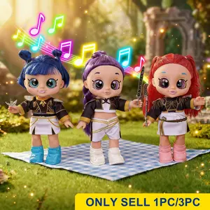 13 Inch Black-Gold Anime Doll Set, Birthday & Holiday Gift for Girls, Jointed, Plays Music, 5D Glitter Eyes, Choose 1 or 3 Pieces