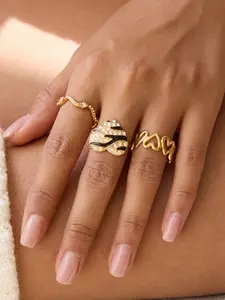 Ladies Ring Set Stackable Rings Heart Cluster Ring Geometric Heart Black Oil Drip White Diamond Stainless Steel 18k Gold Plated Waterproof Anti Allergy Sweet Romantic Fashionable Independent Women s High End Jewelry Gift