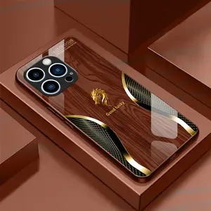 A glass phone case with wood grain animal pattern, Suitable for iPhone 11, 12, 13, 14, 15, 16, 17 PIUS, Pro, and Promax