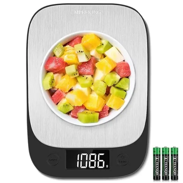 Digital Food Scale, Kitchen Scale Weight Grams and Oz for Weight Loss, Cooking, Baking 3g/0.1oz High Precise Multifunction Scales 304 Stainless Steel with Backlit LCD Display
