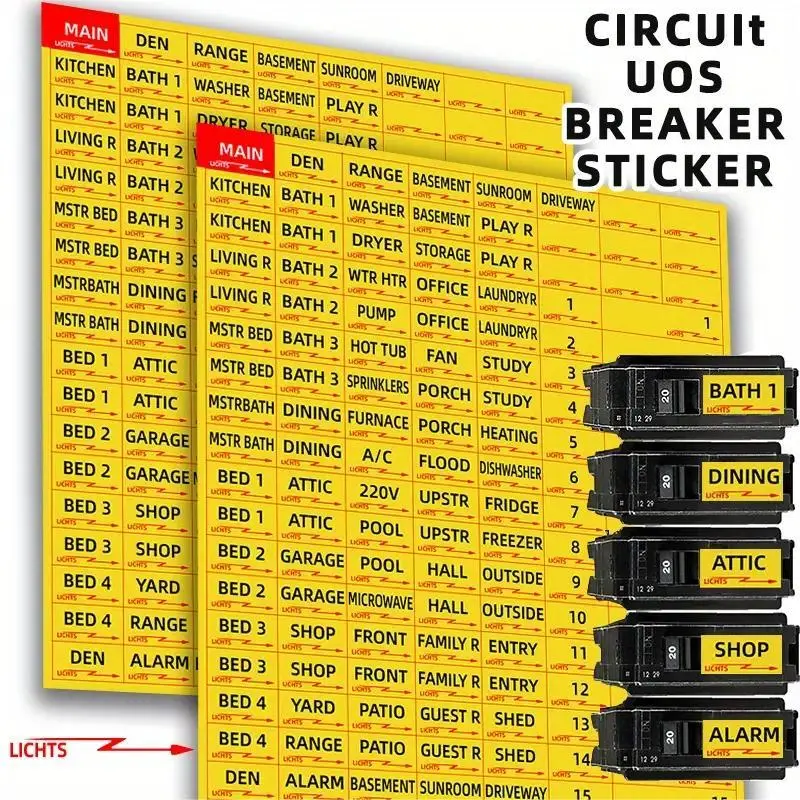 Circuit Breaker Label Sticker, 129pcs/set Waterproof Assorted Size Label Sticker, Waterproof Stickers, Portable Electrical Circuit Breaker Reminder Sticker, Decal Sticker, Self Adhesive Label, Sticker Packs
