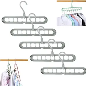 2pcs 9 Holes Rotate Anti-Skid Folding Hanger,Nine-Hole Plastic Hangers, Cascading Features, Foldable Hanger for Home or Travel
