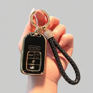Key Fob Shell Case Fits for Honda Civic Accord CRV Pilot Passport Insight Hybrid EX LX 2016 2017 2018 2019 2020 2021 2022 Keyless Entry Remote Control 5 Button Pad Cover