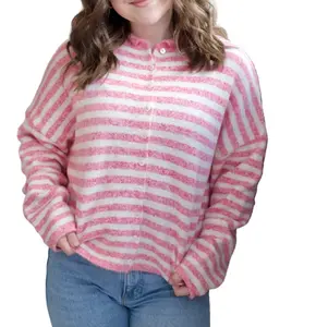 In The Moment Cardigan - Bubblegum Stripe
