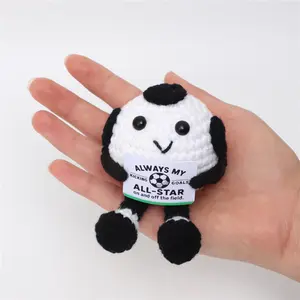 Cute Handmade Knitted Football Rugby Doll, World Cup and Super Bowl Theme Decor, Adorable Hanging Ornament, Home Decoration Gift