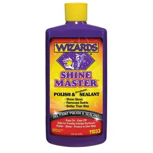 Wizards Shine Master Polish and Sealant - Cleans, Polishes and Seals Paint in One - Non-Carnauba Wax-Based Boat Water Spot Remover - Wax Replacement for Boat and Car Detailing Supplies