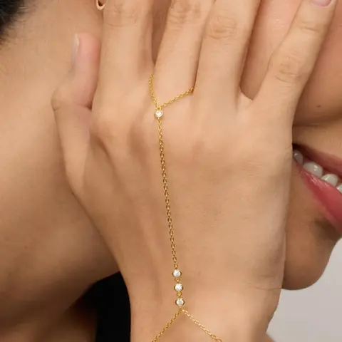 Adjustable Finger Chain Bracelet, Pearl Beaded Bracelet, Fashionable Faux Pearl & Artificial Zircon Decor Bracelet for Women, Trendy All-match & Exquisite Jewelry for Birthday Gift, Adjustable Beaded Design, Fashionable Bracelet Style