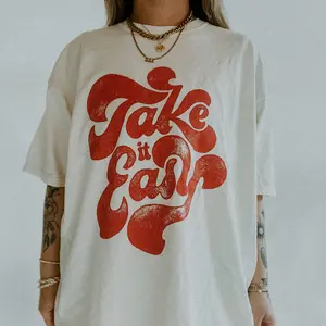 Comfort Colors Take it Easy Bohemian Retro Vintage Graphic T-Shirt, Retro Graphic Tee, Grunge Hippie Boho Graphic Tee