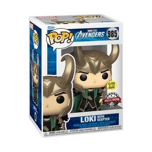 Funko Pop! Marvel - Loki with Scepter (Glow) #985 Exclusive (Sticker may vary) Collectible Pop Vinyl Figure