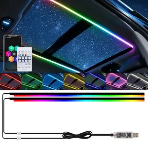 Sky Light Ambiance Lamp, Flowing Colorful LED Strip, Ultra-Thin Acrylic Car Light, USB Powered, APP Remote Control, Adjustable Lighting