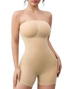 Mobeso Women's Strapless Seamless Tummy Control Bodysuit - Nylon Shapewear with Removable Straps, Compression, Buttock Lift, Casual & Sexy Minimalist Basic Top for College Outfits (Black) | Christmas Gift Idea