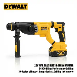 DeWalt DCH263 20V Brushless Rotary Hammer Drill for Concrete and Masonry with 3.0J Impact Power Household Cordless Tool Set Pack Battery Replacement Lithium M18 Wrench High task industrial electric