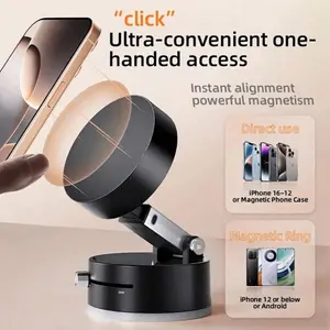 360° Dual-Purpose Vacuum Magnetic Phone Stand, Foldable Storage, Easy Installation, Car Video Navigation, Home Desktop Use, Abs Material