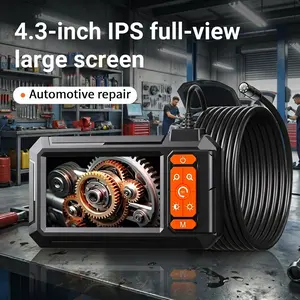 HD 1080P IP67 Waterproof Borescope Endoscope Camera | 4.3" LCD Screen,8 Adjustable LED Lights,16.5ft Semi-Rigid Snake Cord,Inspection Tools Gadgets Gift for Men home improvement