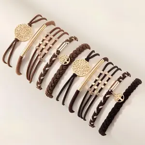 10PCS Hair Ties Bracelet for Women 5 Styles Soft Braided Boho Hair Bands Elastic No Damage Hair Ties for Girls thick Thin Long Curly Hair Accessories