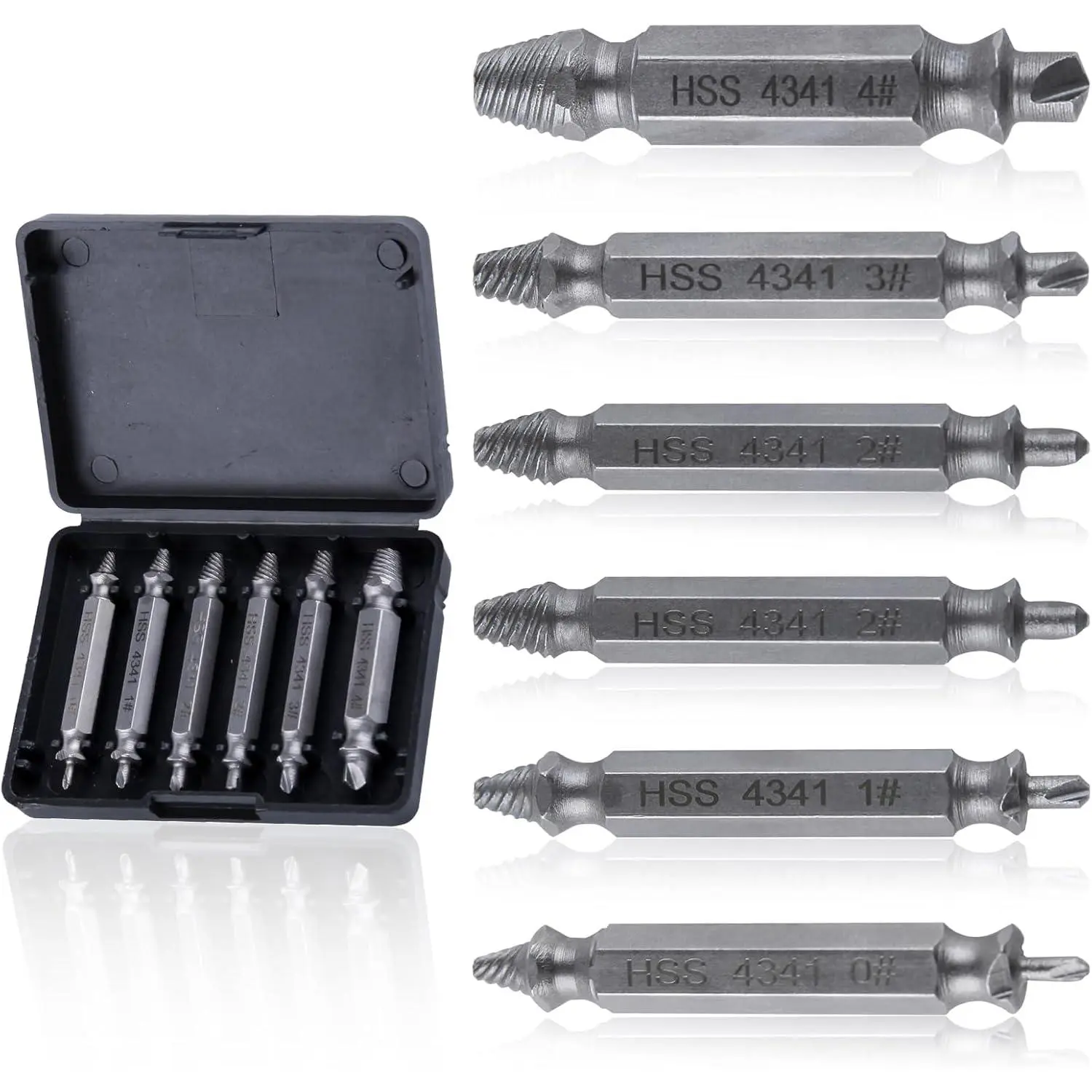 6 count Titanium Damaged Screw Extractor Set Damaged Screw Extractor Set Remover Kit for Stripped Screws Nuts &  Bolt Etractor kit for Easy Removal of Rusty Broken