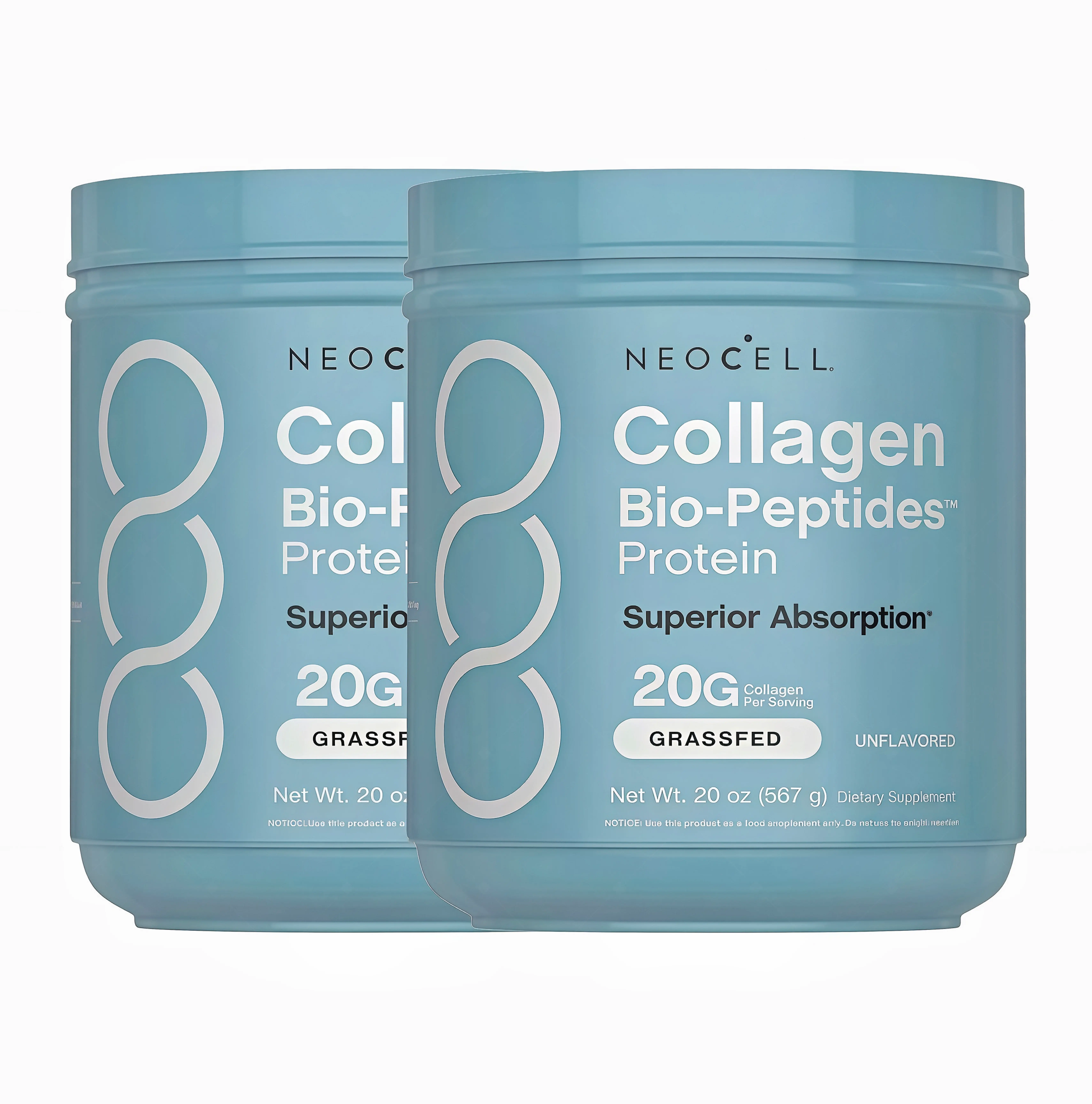 2 Pack NeoCell Collagen Peptides Powder 20oz - Grassfed Protein Supplement YT- Advanced with 18 Essential Amino Acids