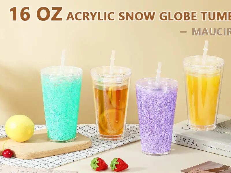 16oz acrylic snowglobe cup
