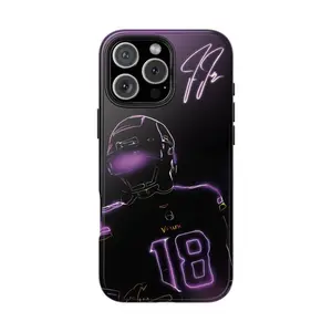 American Footballer Neon Style Phone Case, American Football Themed Phone Case Premium Matte Texture, Protection, Shockproof,  Anti-Fingerprint For IPhone 17-12, Pro Max, Pro Plus, and Samsung S25-22 Protection Safety