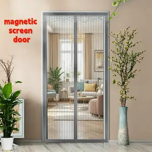 Magnetic mesh door screen,Magnetic Screen Door Mesh for Garage & Home - Bug-Free Mesh with Strong Magnets & Hook & Loop Strips - Easy Install, No Drilling - Summer Essential for Bedrooms & Kitchens - Pet Friendly & DIY Home Improvement