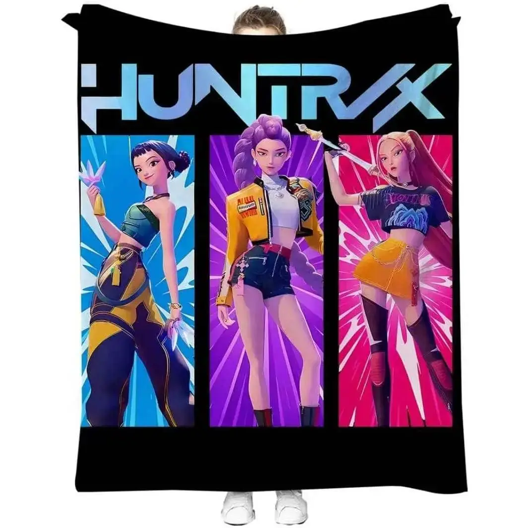 K Pop Demon Hunters Soft Warm Blanket for Kids 55x40 Inches Black Sofa Chair Living Room Use