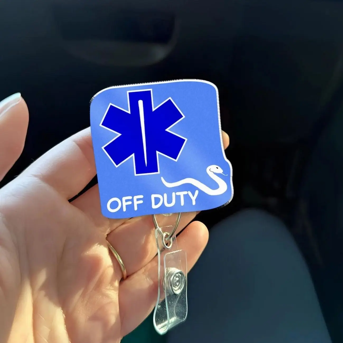EMS Off Duty Badge Reel, Star of Life Badge Holder, EMT Paramedic Badge Clip, Funny EMS Gift, Off Duty Reel 1WM