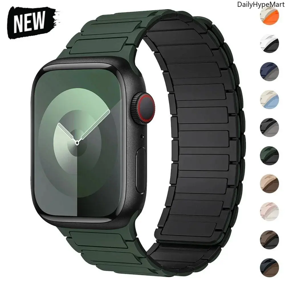 Magnetic Loop Silicone Wearable Tech Accessory Watch Band for Apple Watch Ultra 2, SE, Series 3-9, Adjustable 38-49mm Fashion Accessory Strap, Accessories