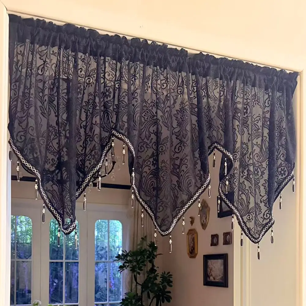Orchid Embroidered Lace Curtain Head, Multiple Colors Available, Irregular Drop Decor, Dining Room Ambiance Window Decoration, Window Decorations Supplies
