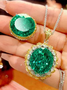 18x20 Simulated Para Gemstone Jewelry Set, Copper Plated, Style, Large Artificial Stones, Wedding Anniversary Gift