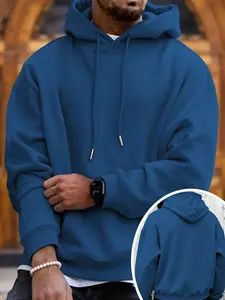 Autumn Winter New Trendy Casual Drawstring Pocket Design Loose Fit Long Sleeve Hooded Sweatshirt, Multi-Color Options