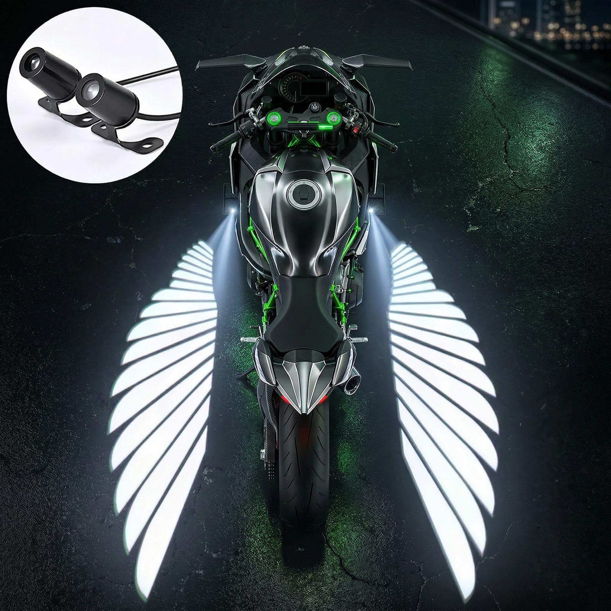 2pcs Angel Wings Welcome Light For Motorcycle LED Underbody Light Projector Decorative Atmosphere Light Accessories