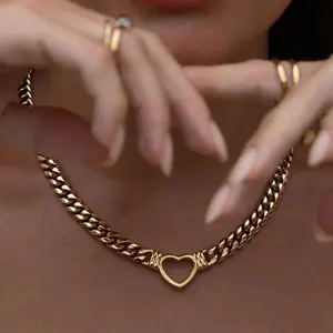 YHTOT Personality Statement Hollow Necklace 18K PVD Stainless Steel Watch Necklace Woman Jewelry Neutral Gift