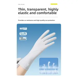 New Spring & Summer Ice Silk Anti-Skid Sports Gloves, Breathable Lightweight Fingerless Touchscreen Extended Length Gloves for Driving, Cycling