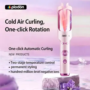 Plodon Cool Air Auto Curler 2-in-1 Rotating Wand for Root Volume & Beach Waves Fast PTC Heating with Cold Air Lock Professional Anti-Scald Surface 360 Swivel Cord Smart Styling for Home & Travel 2026 New Arrival