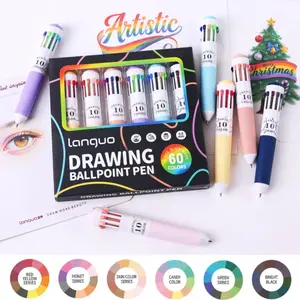 10 in 1 Colorful Multi-color Ballpoint Pen Set 0.8mm Cartoon High-looking Retractable Gel Pen for Adults Students Teenagers Marking Drawing Drawing Notebook Supplies Stationery Office Supplies