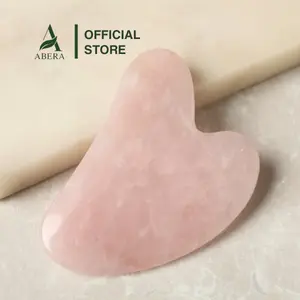 ABERA Gua Sha, Jade Face Roller - Skin Care Tools, Self Care Gift for Men Women, Massager for Face, Eyes, Neck, Relieve Fine Lines and Wrinkles - Pink Facial Smooth