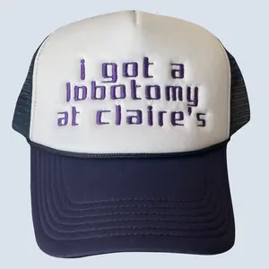 I Got A Lobotomy At Claire's Embroidered Trucker Dad Hat Unhinged Summer Hat Funny Text Gag Gift for Him and Her Unisex Adjustable Personalized Customizable Menswear Womenswear Casual Couples Gift for Him and Her Anniversary beanie