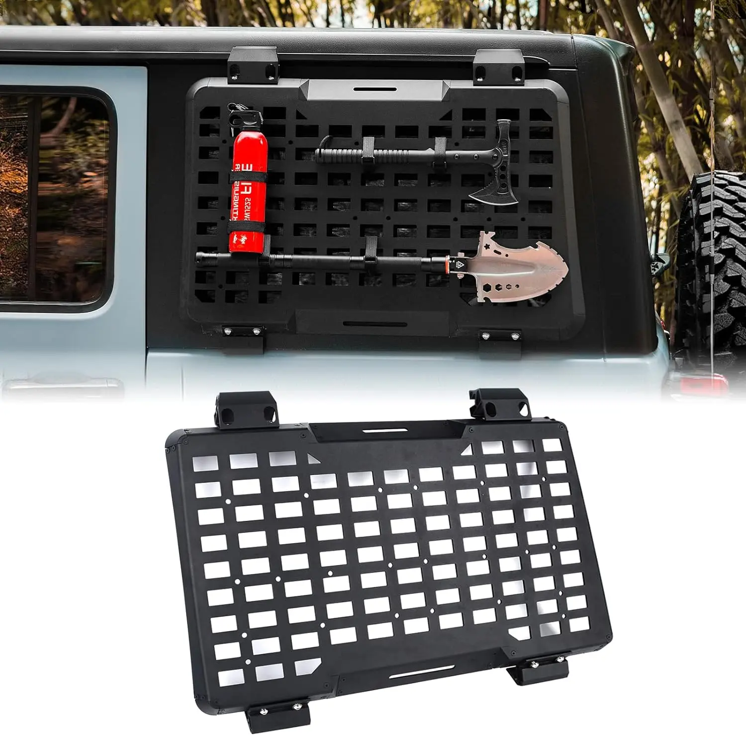 FURYENGRAVER Rear Window MOLLE Panel Flank Kit Car Accessories - 29.5in x19.6in x1.38in Driver Side, Corrosion-Resistant Powder Coat Auto Parts for Jeep Wrangler 2018-2022 JL 4 Doors, Durable Vehicle Exterior Accessories, Accessories For Car