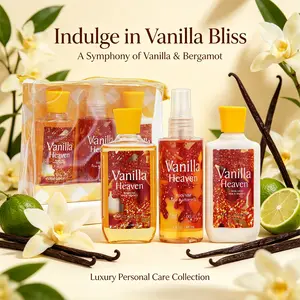 Vital Luxury Vanilla Heaven Bath & Body Travel Set- Includes 3oz Shower Gel, 3oz Body Lotion, 3oz Body Mist |Silky SmoothFeel, All-Day Freshness, Deep Hydration - Must-Have for Travel,Gym, Office Refreshing - Perfect for Holiday Gifting