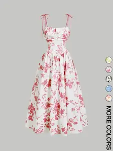 2026 Cozy Vacation Floral Sundress, Sexy Backless Tie Strap, High Waist A-Line Silhouette, Spring Beach Travel, Elongate Legs