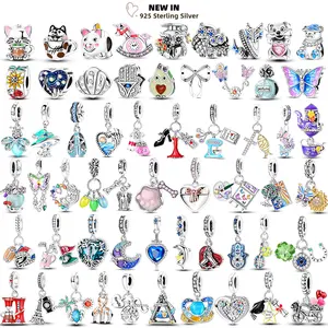 New Charms Plat 925 Silver Blue Luminous Firefly Cat Dog Insect Star Charm Beads Fit Original Bracelet DIY Ladie Jewelry Pendant