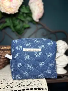 Denim Daisy Small Makeup Bag