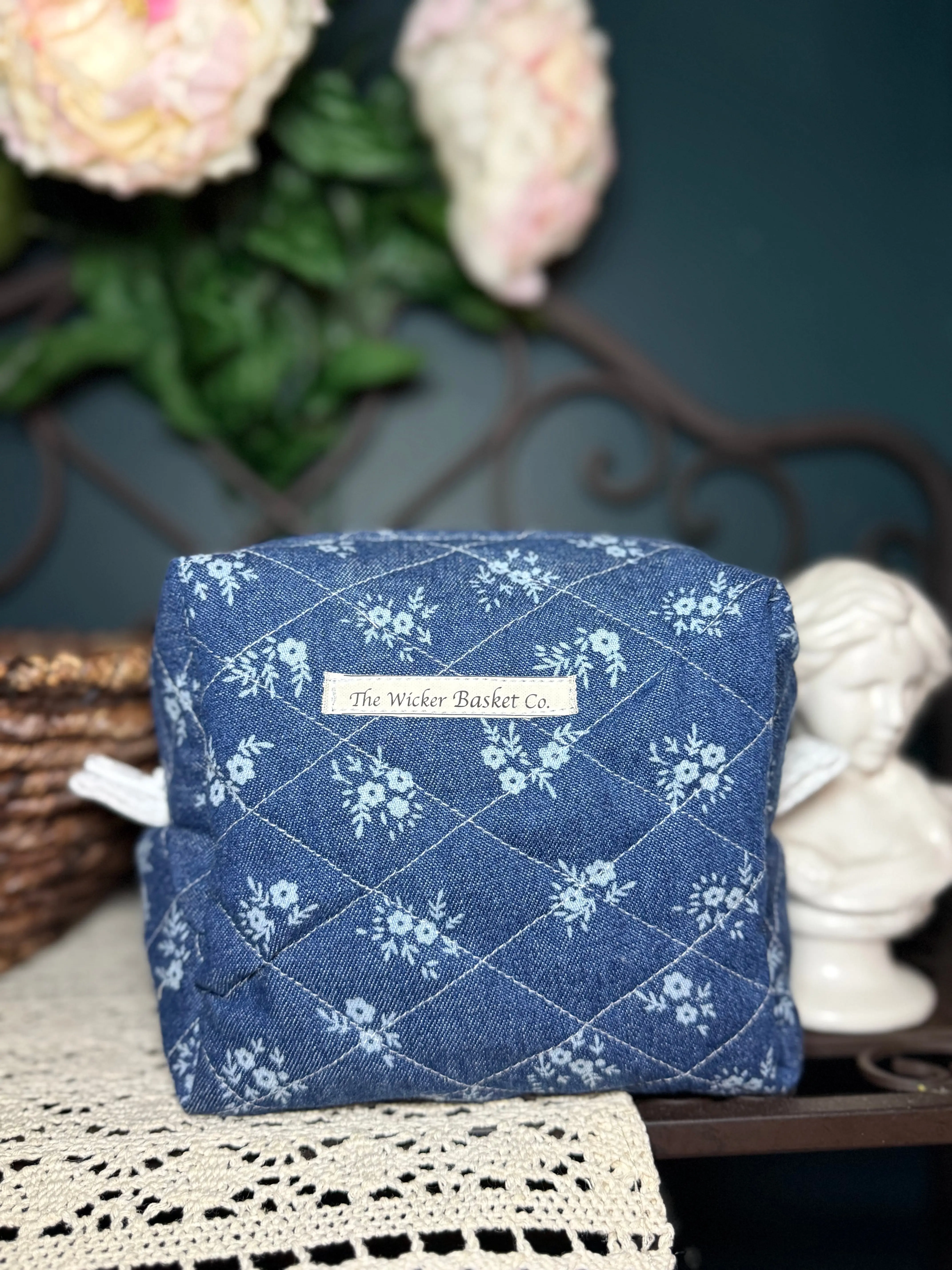 Denim Daisy Small Makeup Bag