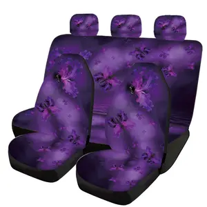 Flower Butterfly Car Interior Set, 5 Seat Full Coverage, Universal All-Season Fabric, Car Seat Covers, Headrests, Protection
