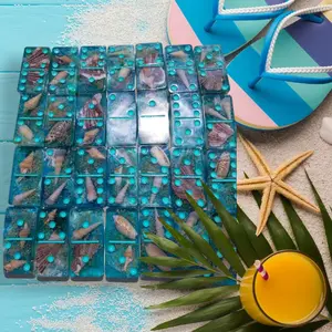 Real Seashells and Beach Sand Domino Set with Real Seashells and Beach Accessories