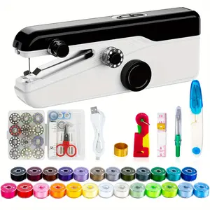 50 piece/60 piece set, suitable for beginners, mini portable quick sewing machine, suitable for family travel, DIY handheld sewing equipment, a must-have for home sewing and gift giving (Note: only for thin fabrics/accessories in random colors)