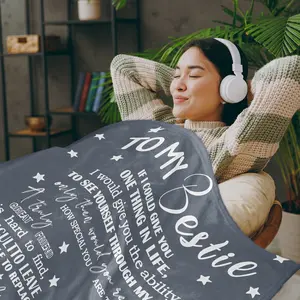 To My Bestie Inspirational Quote Flannel Throw Blanket Ultra Soft Cozy Warm Blanket for Best Friend Gift Bed Sofa Car Travel Camping Birthday Christmas Holiday Anniversary