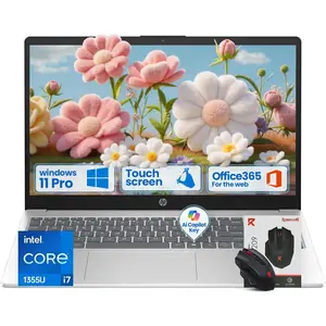 HP 2026 Touchscreen Business Laptop, Intel i7-1355U(up to 5.0 GHz), 15.6" FHD Touch Screen, Up to 64GB RAM, Up to 2TB SSD, Free Office 365 for The Web, Wi-Fi 6, Copilot AI, Fast Charge, Numeric Keyboard, Accessories
